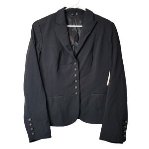 NWT Tahari Black LS Button Up Acanthus Blazer Jacket Women's 14 Lined Stretch
